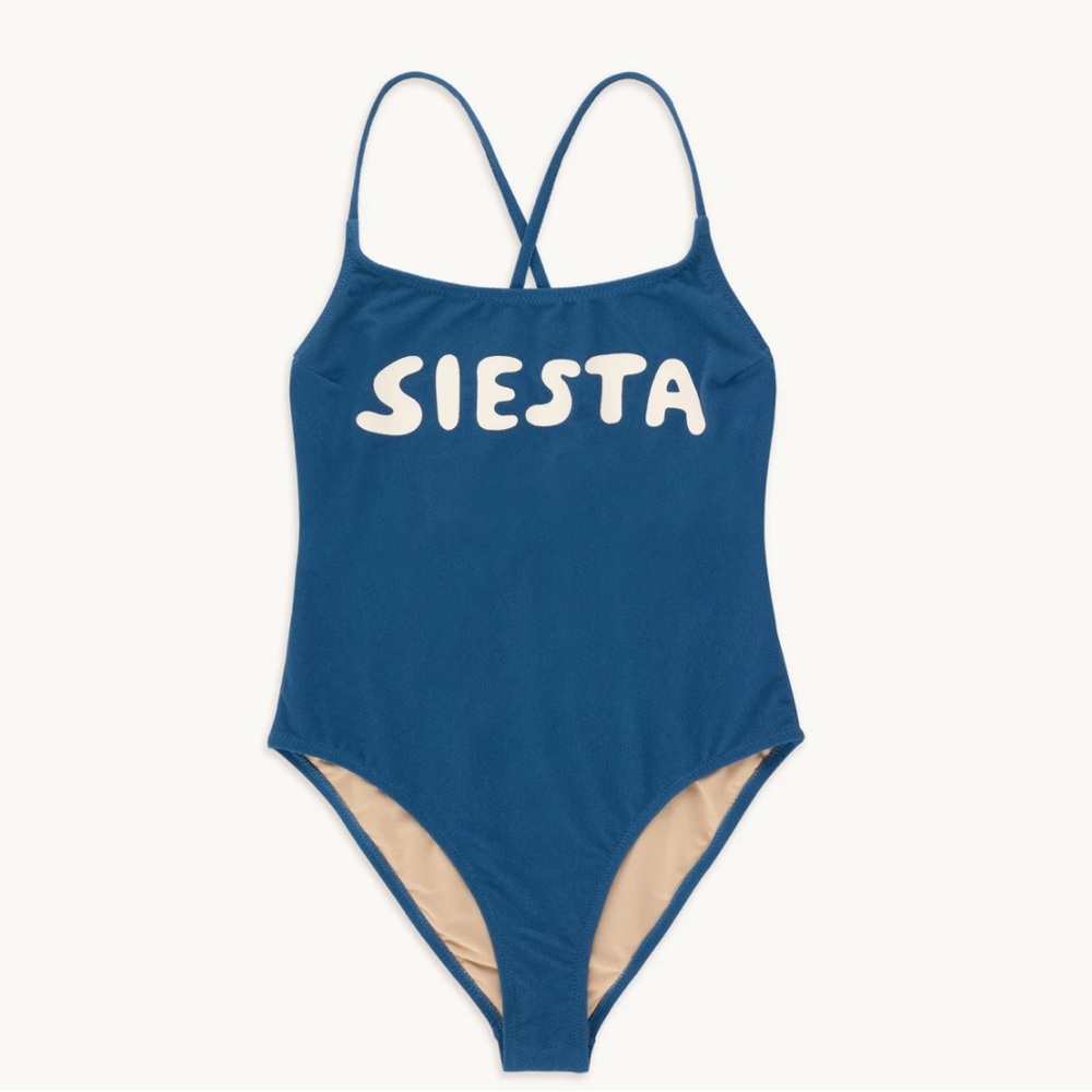 NWT Blue siesta tiny big sister woman’s one piece swimsuit size 40